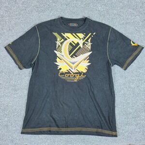 Y2K Coogi Men XXL Black Graphic T-Shirt Short Sleeve Embroidered Hip Hop Y2K Tee